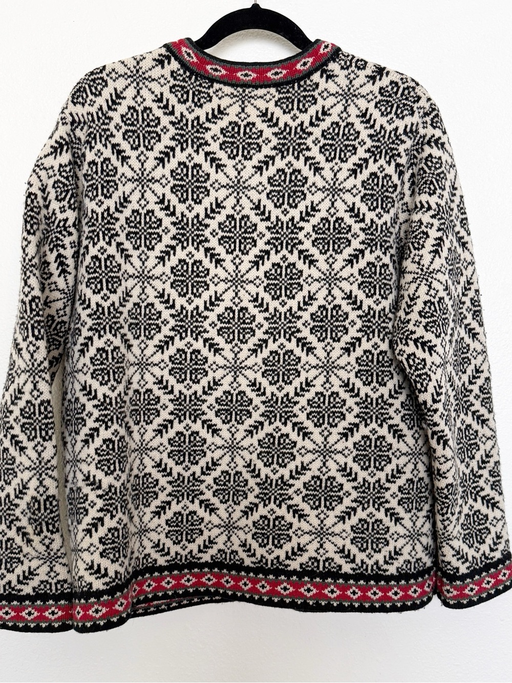 Vintage L.L.Bean 100% Wool Nordic Fair Isle Button Cardigan Sweater L - Picture 2 of 9